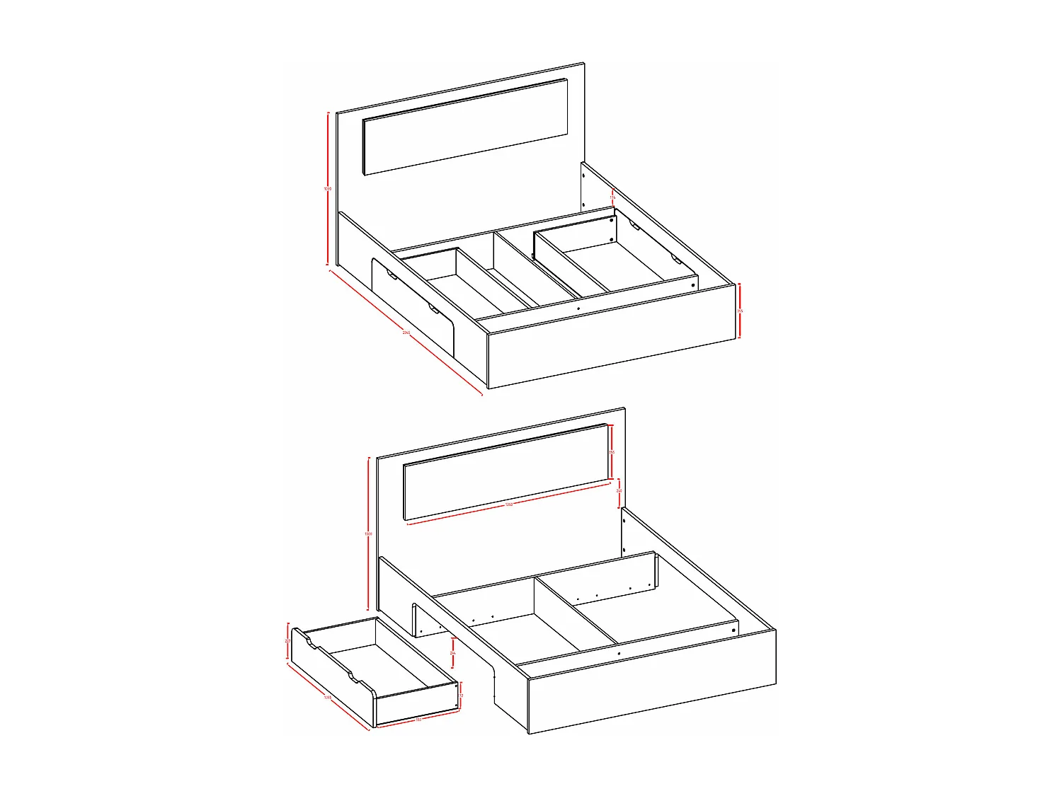DOPPELBETT Fino weiß 165,6 / 204,4 / 100cm