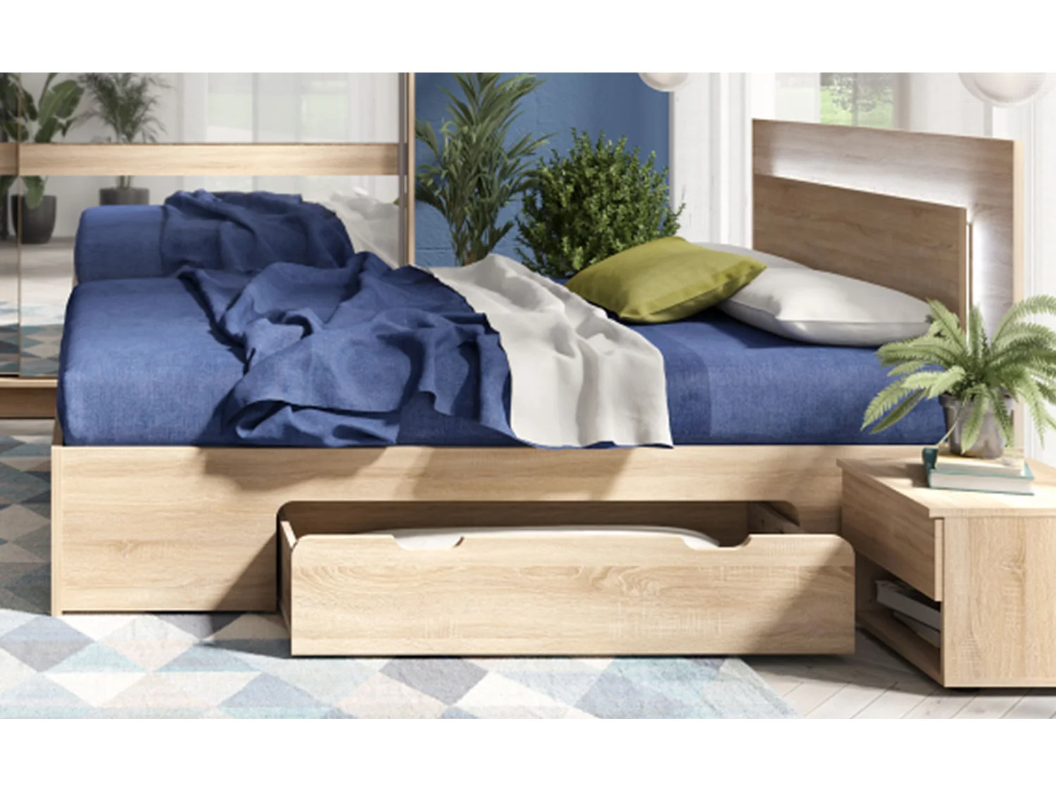 DOPPELBETT Fino sonoma eiche 185,6 / 204,4 / 100cm