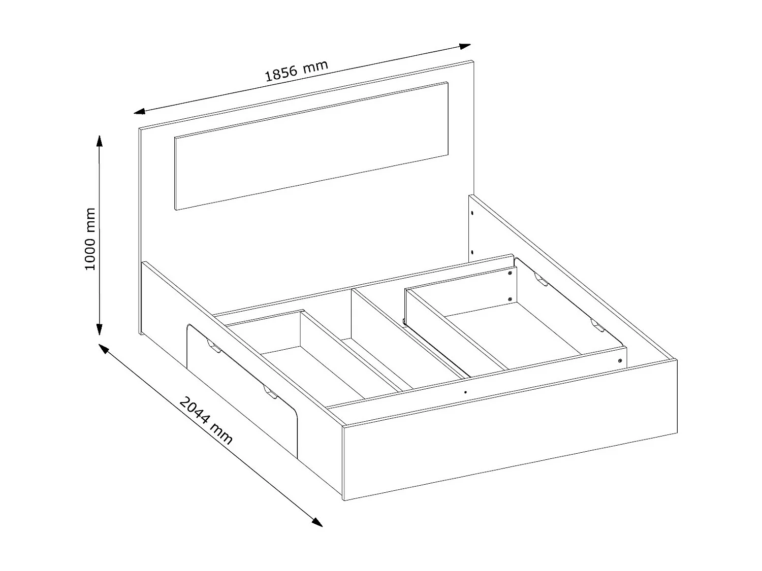 DOPPELBETT Fino sonoma eiche 185,6 / 204,4 / 100cm