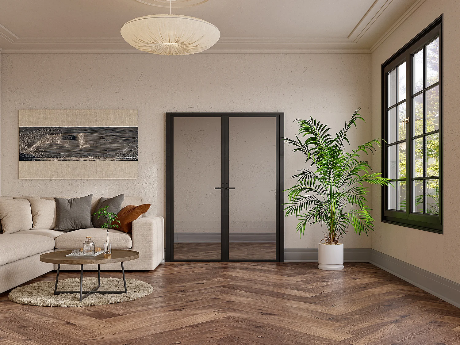 Tür-Set - zwei Flügel - wendbar - Aluminium & Sicherheitsglas - 2 x 204 x 93 cm - Schwarz - LOXTON