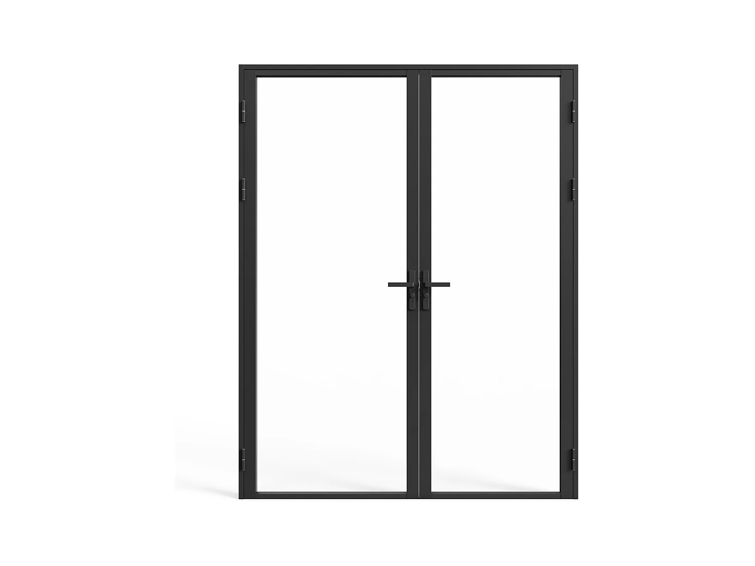 Blocco porta reversibile a due battenti 2 x H204 x L93 cm in Alluminio e Vetro temperato Nero  - LOXTON