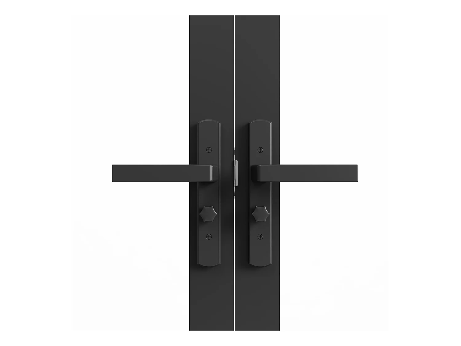 Blocco porta reversibile a due battenti 2 x H204 x L93 cm in Alluminio e Vetro temperato Nero  - LOXTON