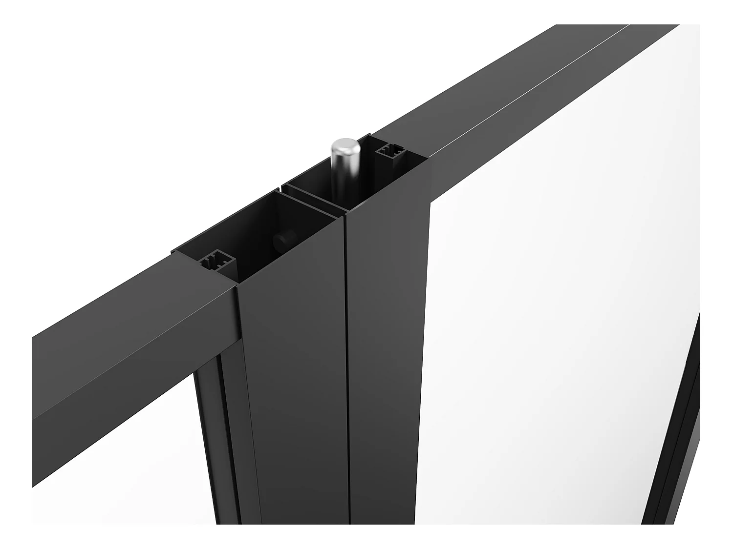 Blocco porta reversibile a due battenti 2 x H204 x L93 cm in Alluminio e Vetro temperato Nero  - LOXTON