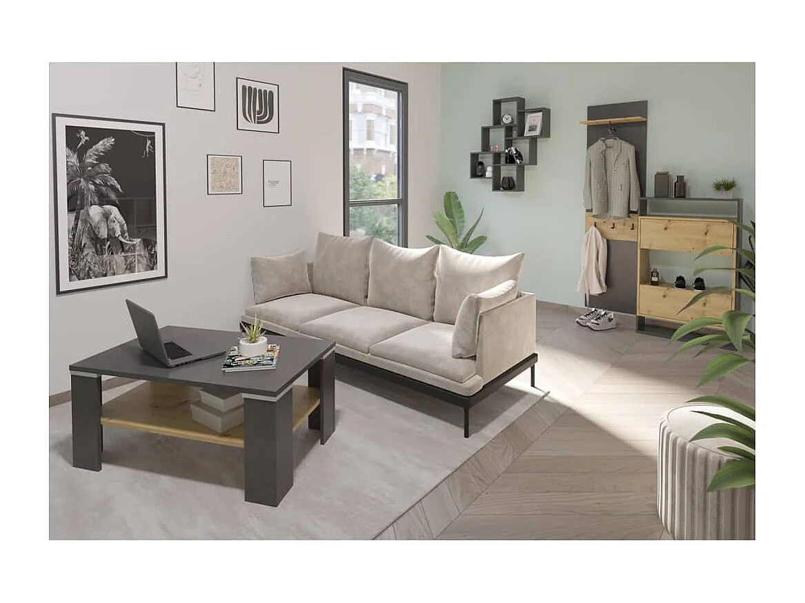 Garderobe voordeur 1 plank 3 haken Verona 3 - H188 cm