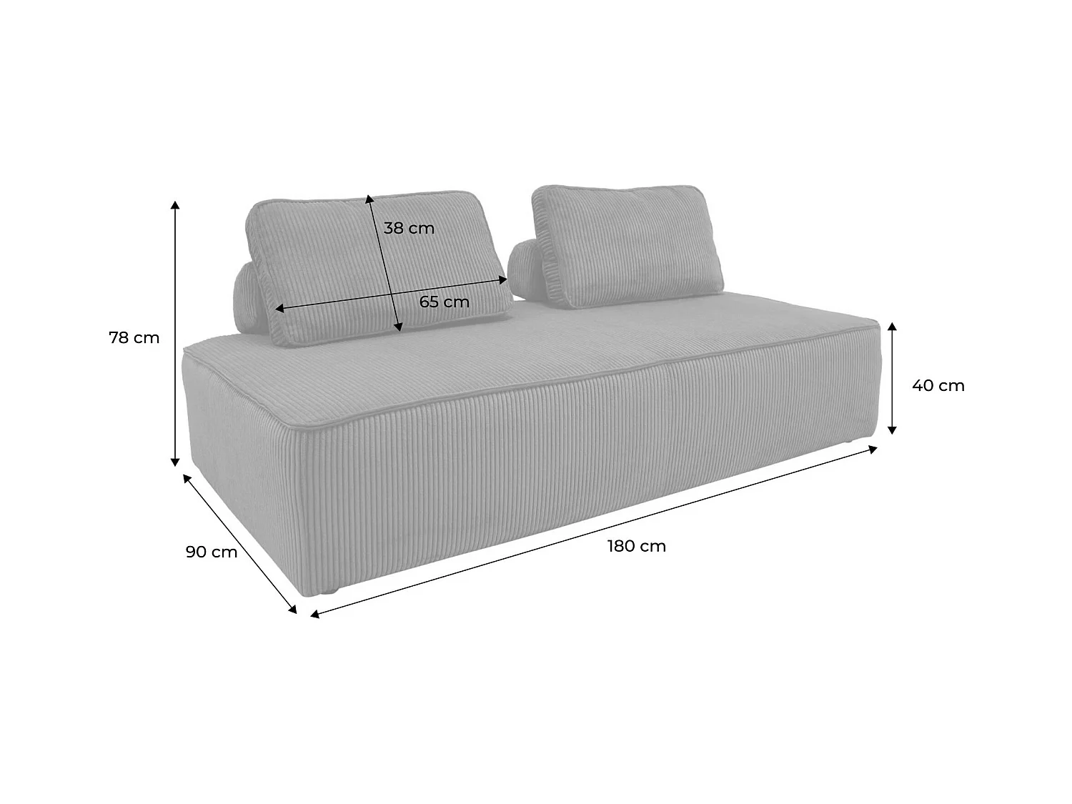 Chauffeuse 2 places pour canapé modulable velours côtelé crème