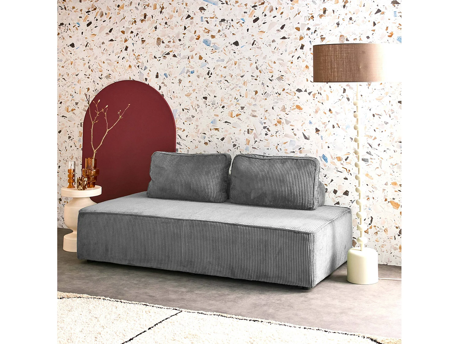 Chauffeuse 2 places canapé modulable gris foncé