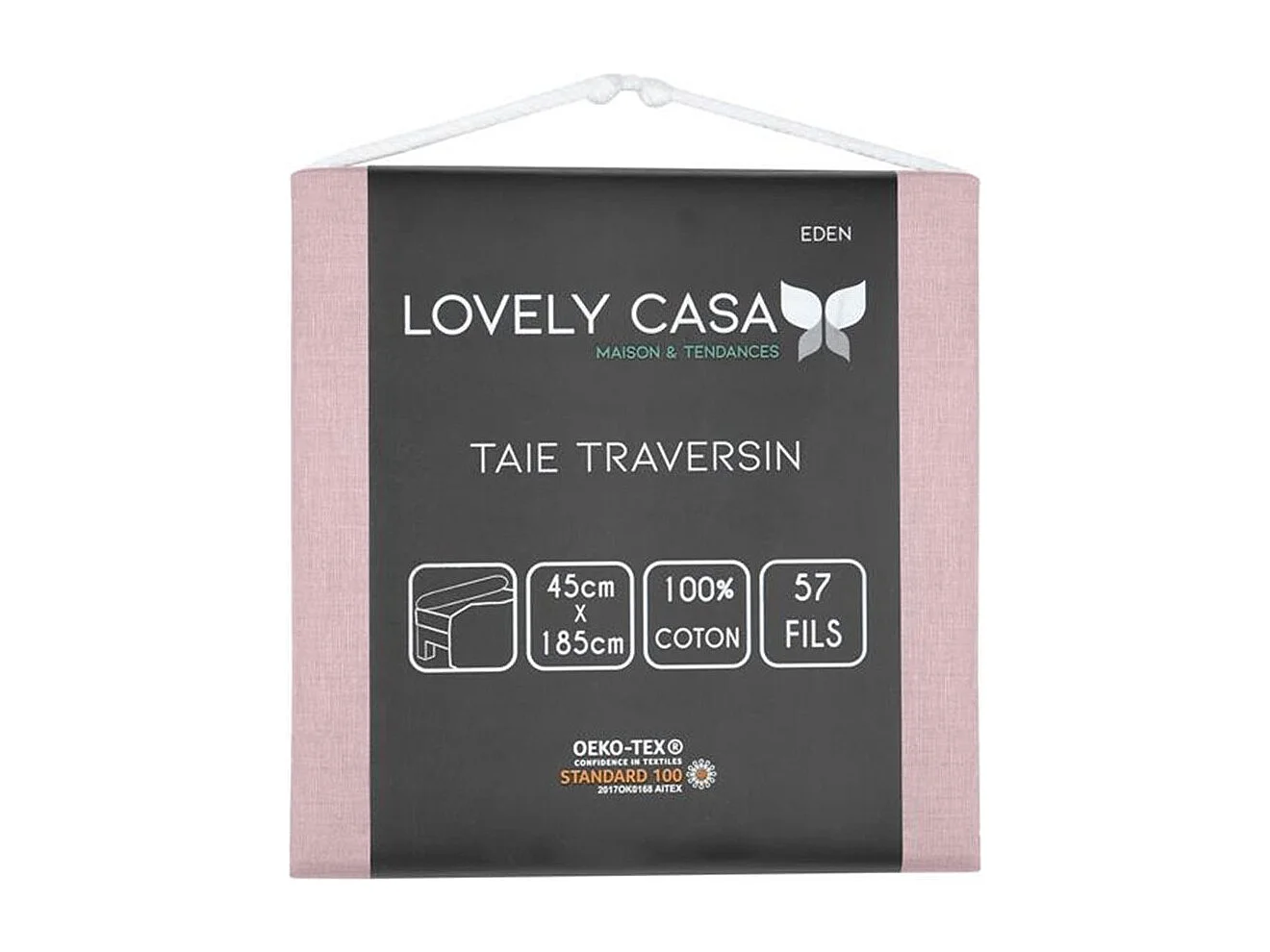 Taie de traversin Eden 45 x 185 cm - vieux rose