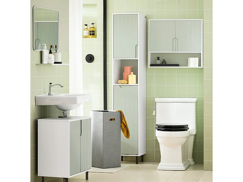 Mueble Columna de Baño con 1 Cesto para Ropa Sucia Armario Alto para de Baño BZR137-GR SoBuy ES