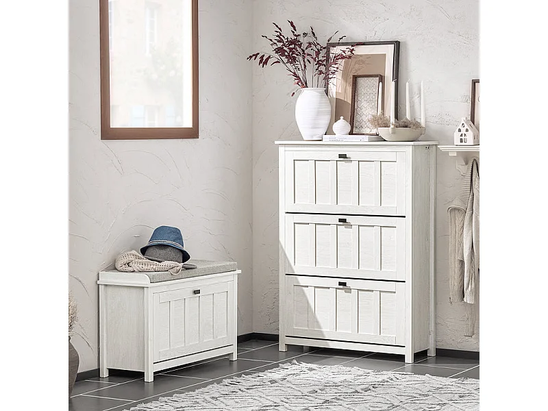 Mueble Zapatero con 3 Solapas Organizador para Zapatos de Entrada o Pasillo FSR162-W SoBuy ES