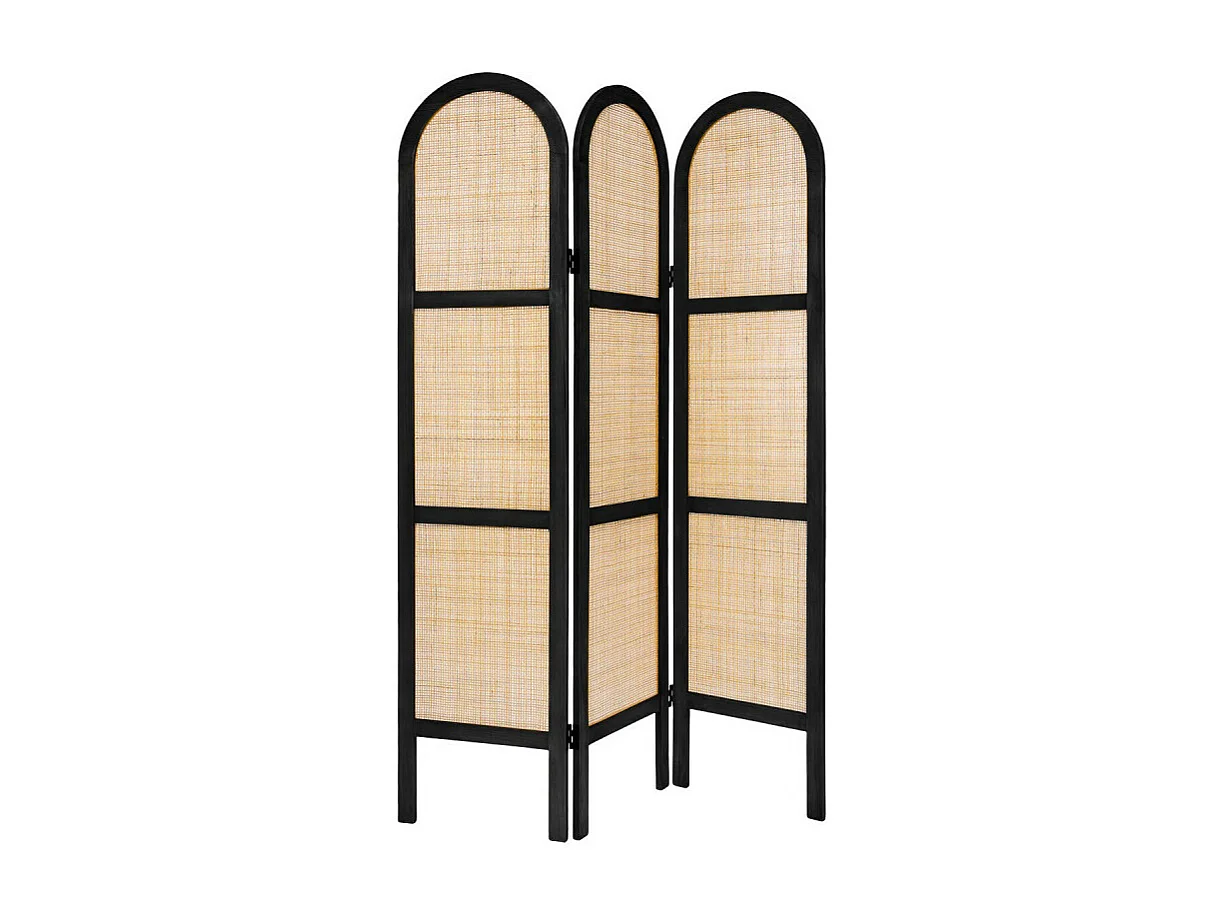 Paravent Déco Cannage "Sana" 120x170cm Noir