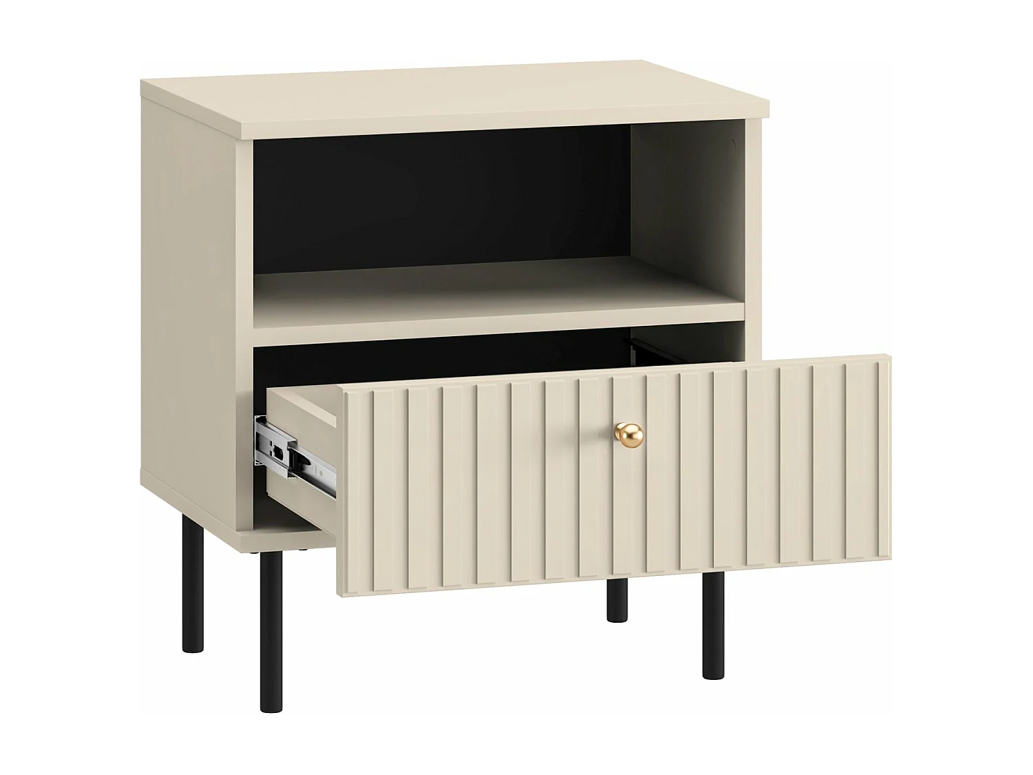 Nachttisch mit Schublade - Beige - 50 cm - CALETTO