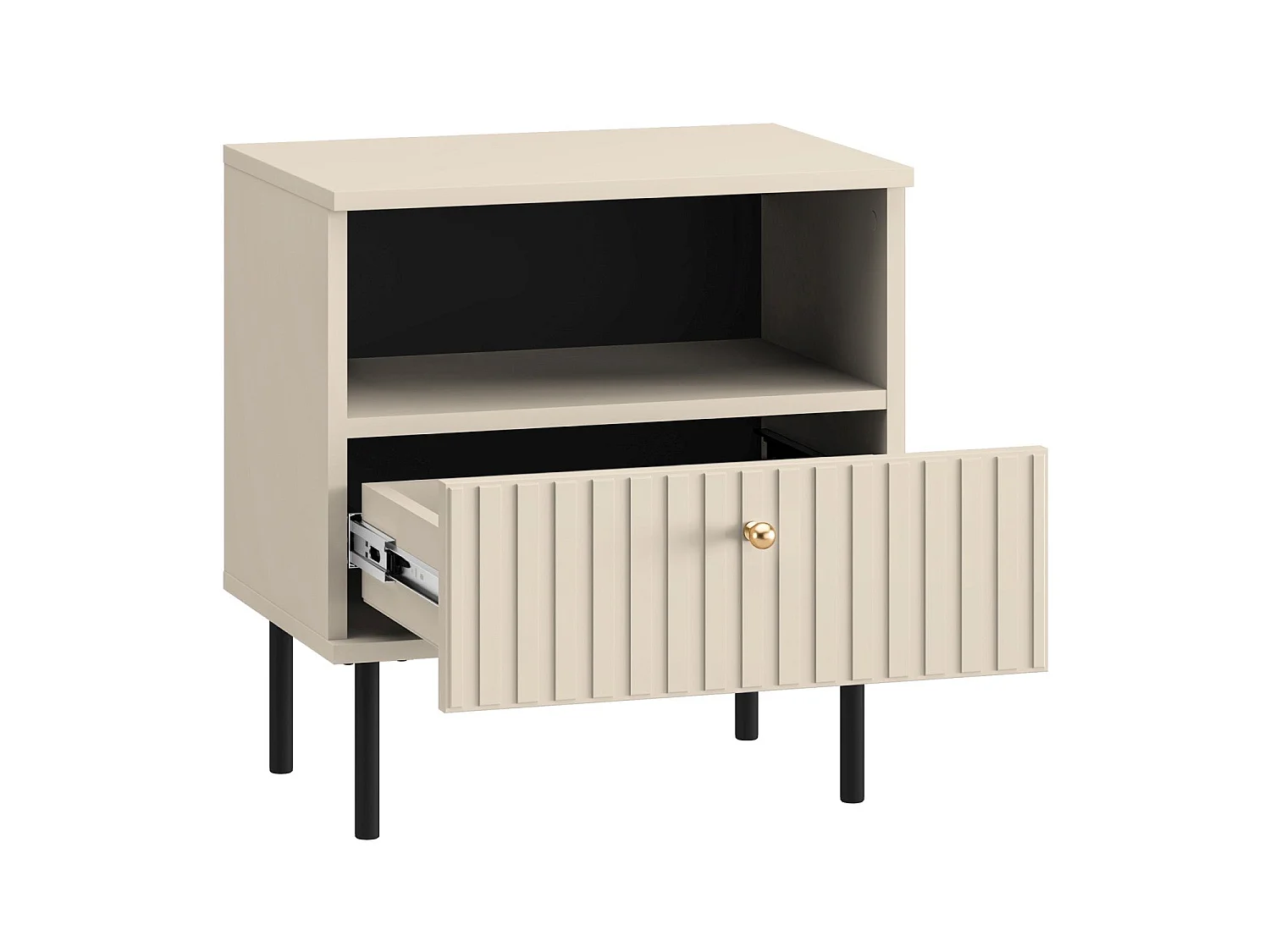 Table de chevet avec tiroir - 50 cm - beige - CALETTO