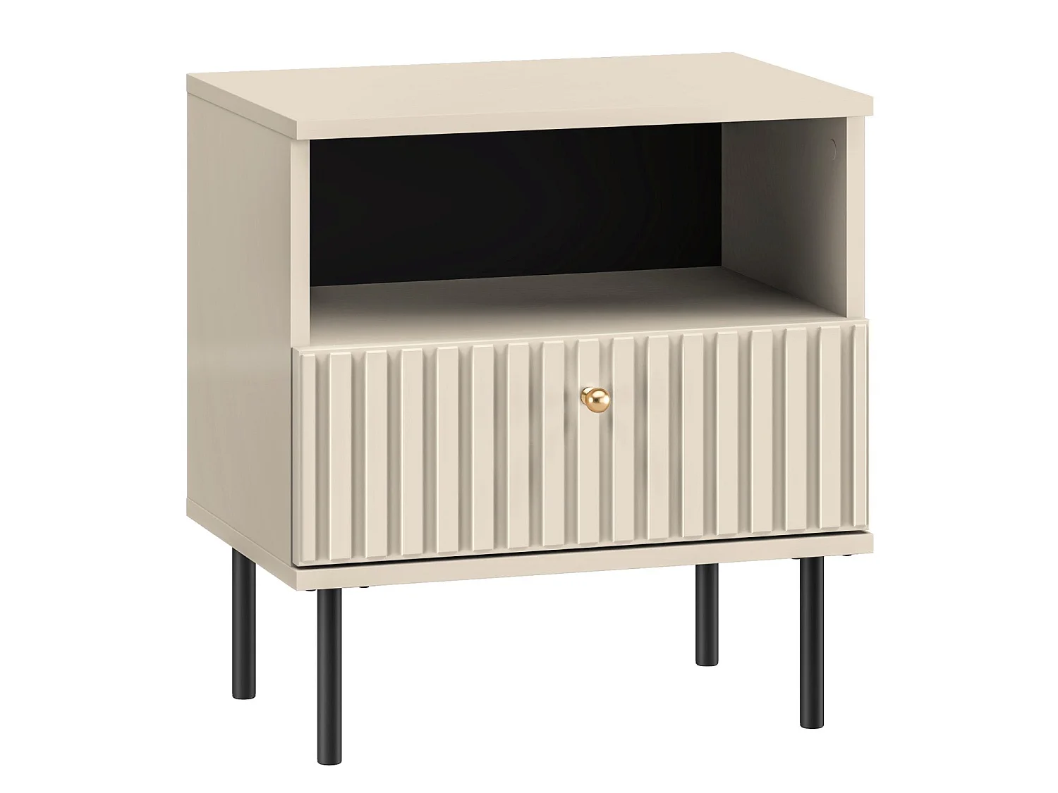 Table de chevet avec tiroir - 50 cm - beige - CALETTO