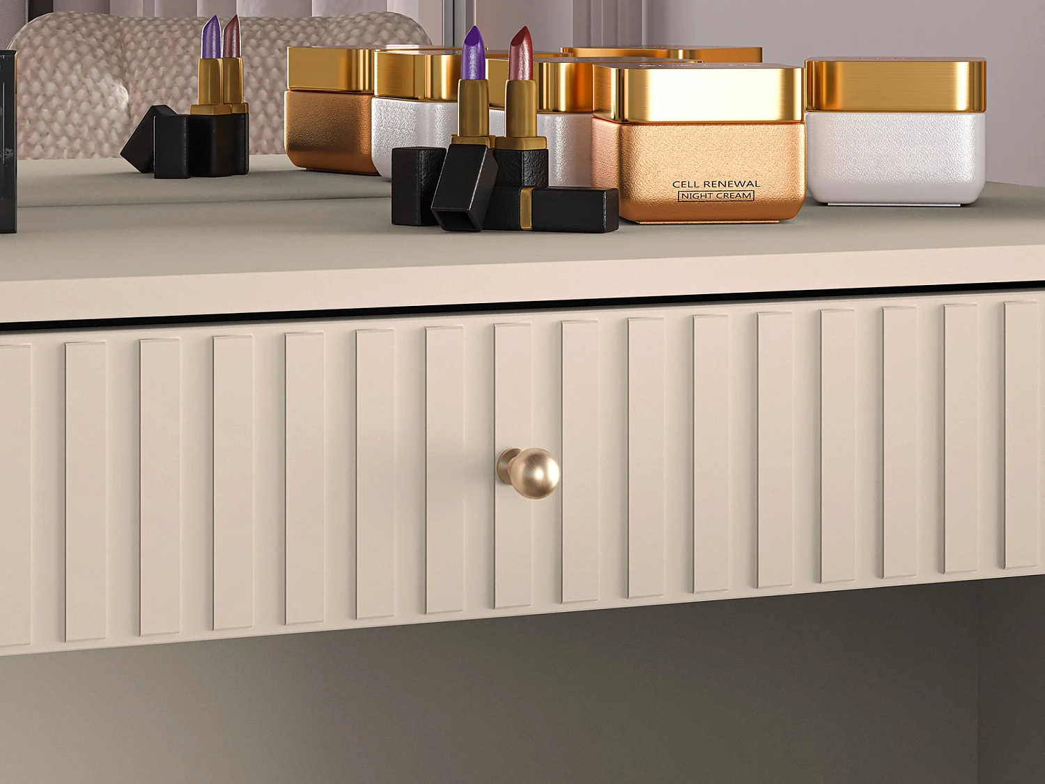 Schminktisch mit Schublade - beige - 92 cm - CALETTO