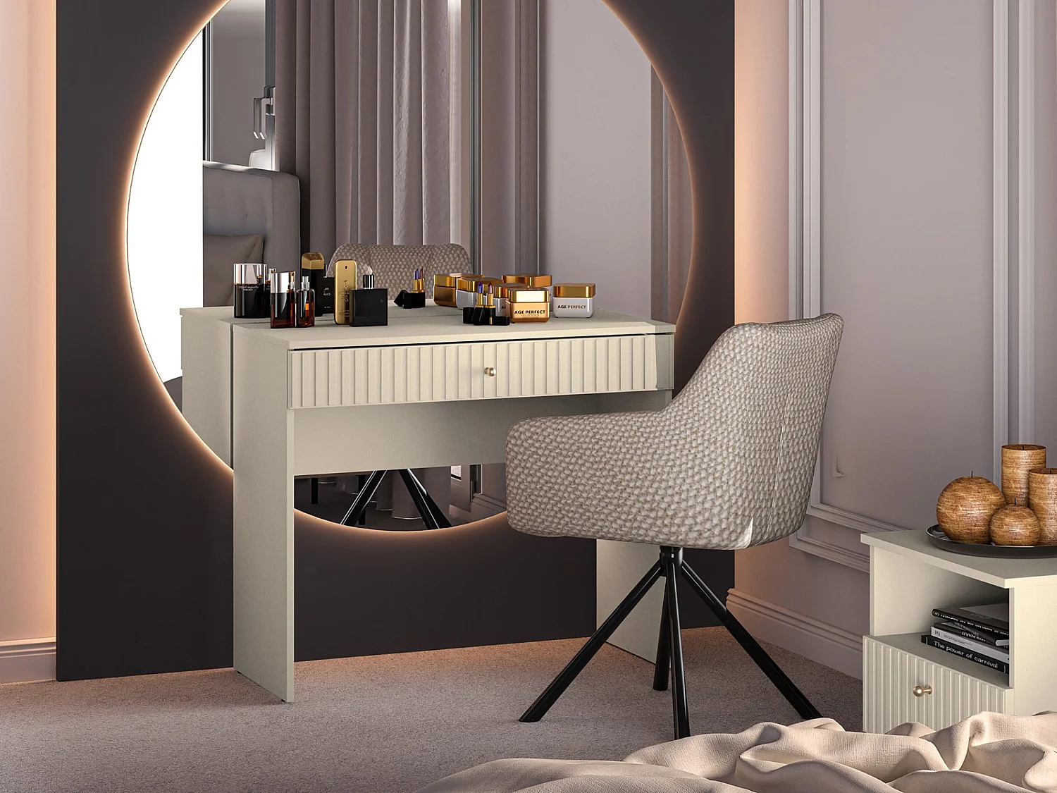 Kaptafel met lade - 92 cm - beige - CALETTO