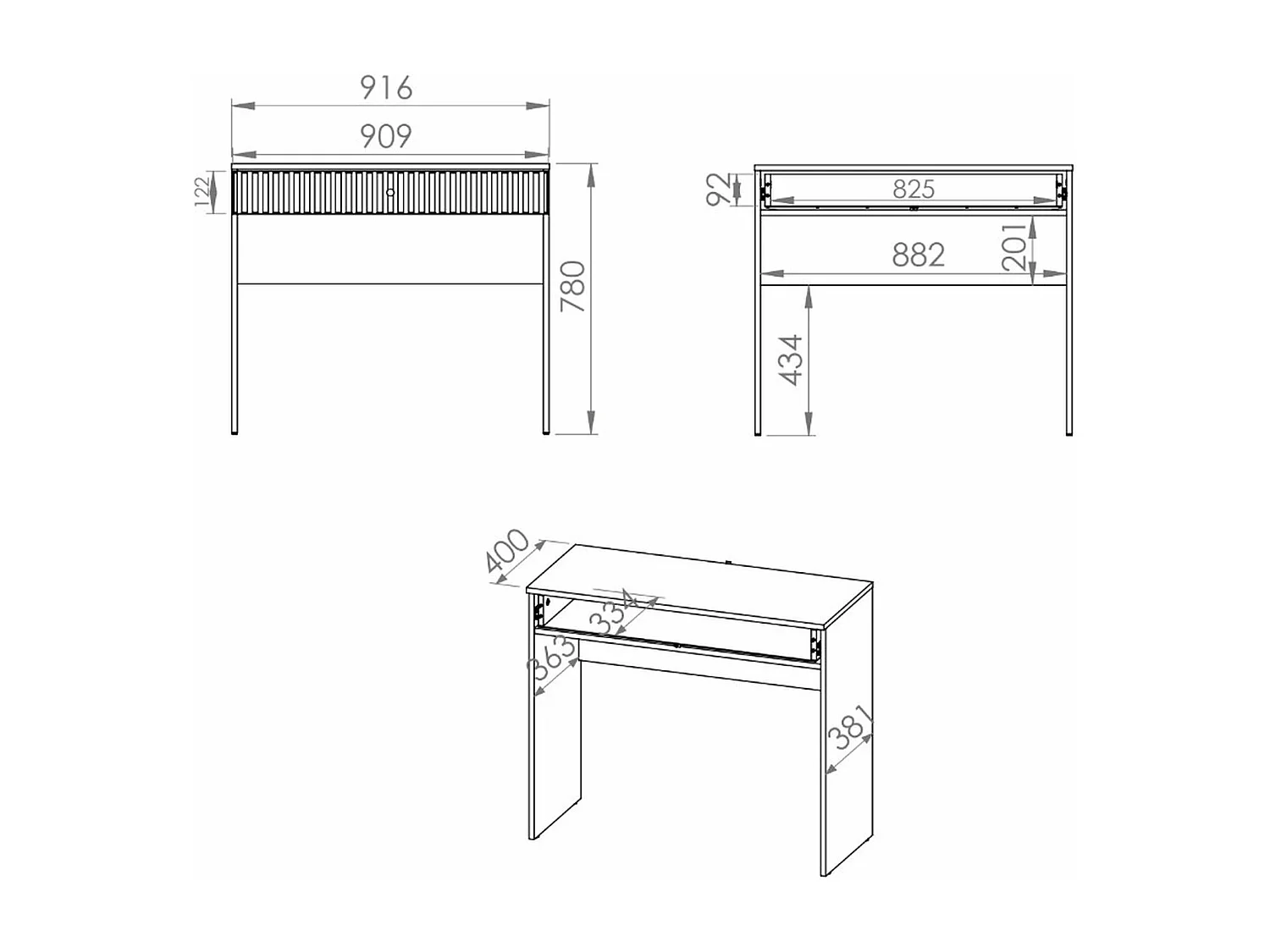 Kaptafel met lade - 92 cm - beige - CALETTO