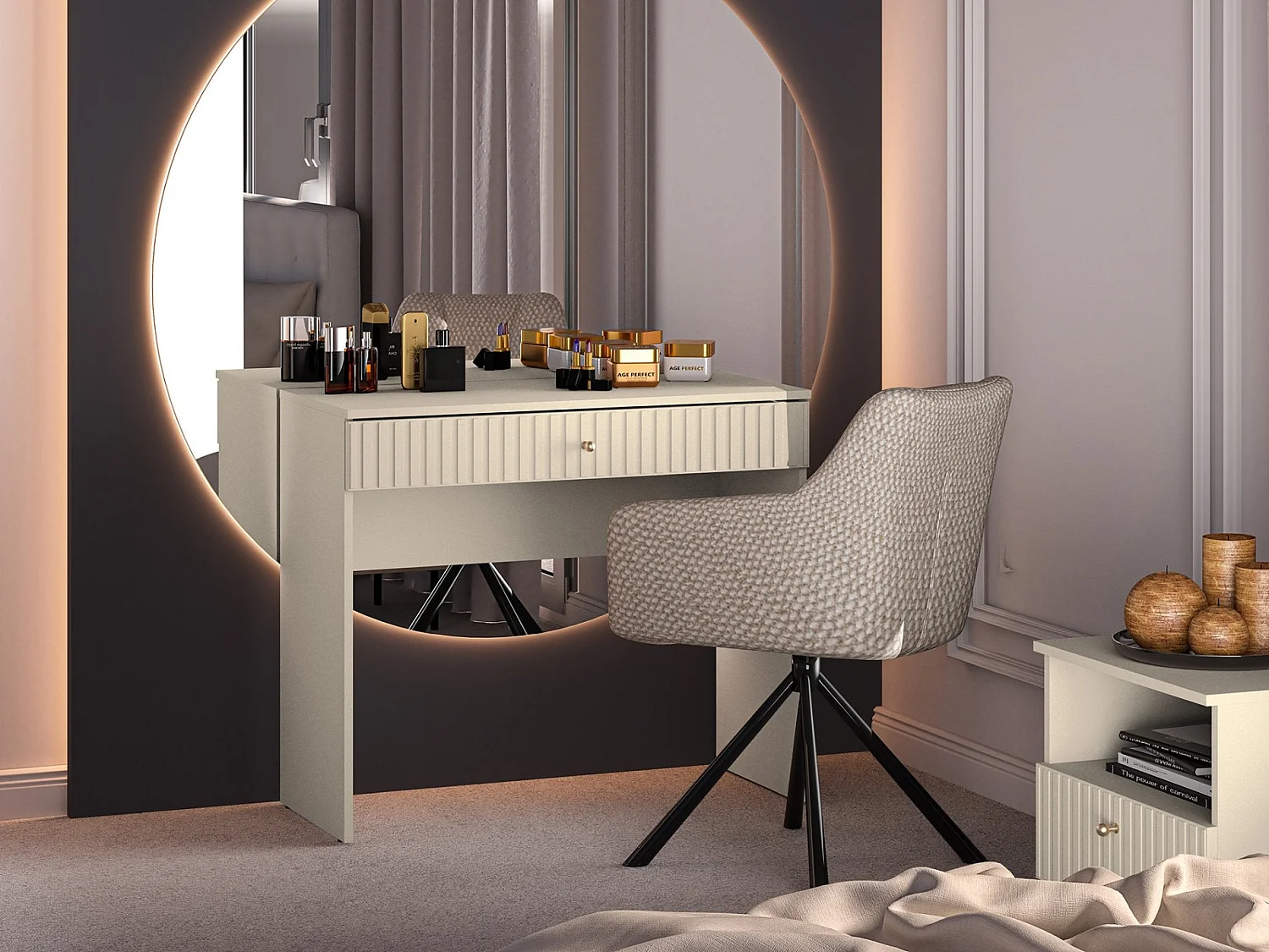 Kaptafel met lade - 92 cm - beige - CALETTO