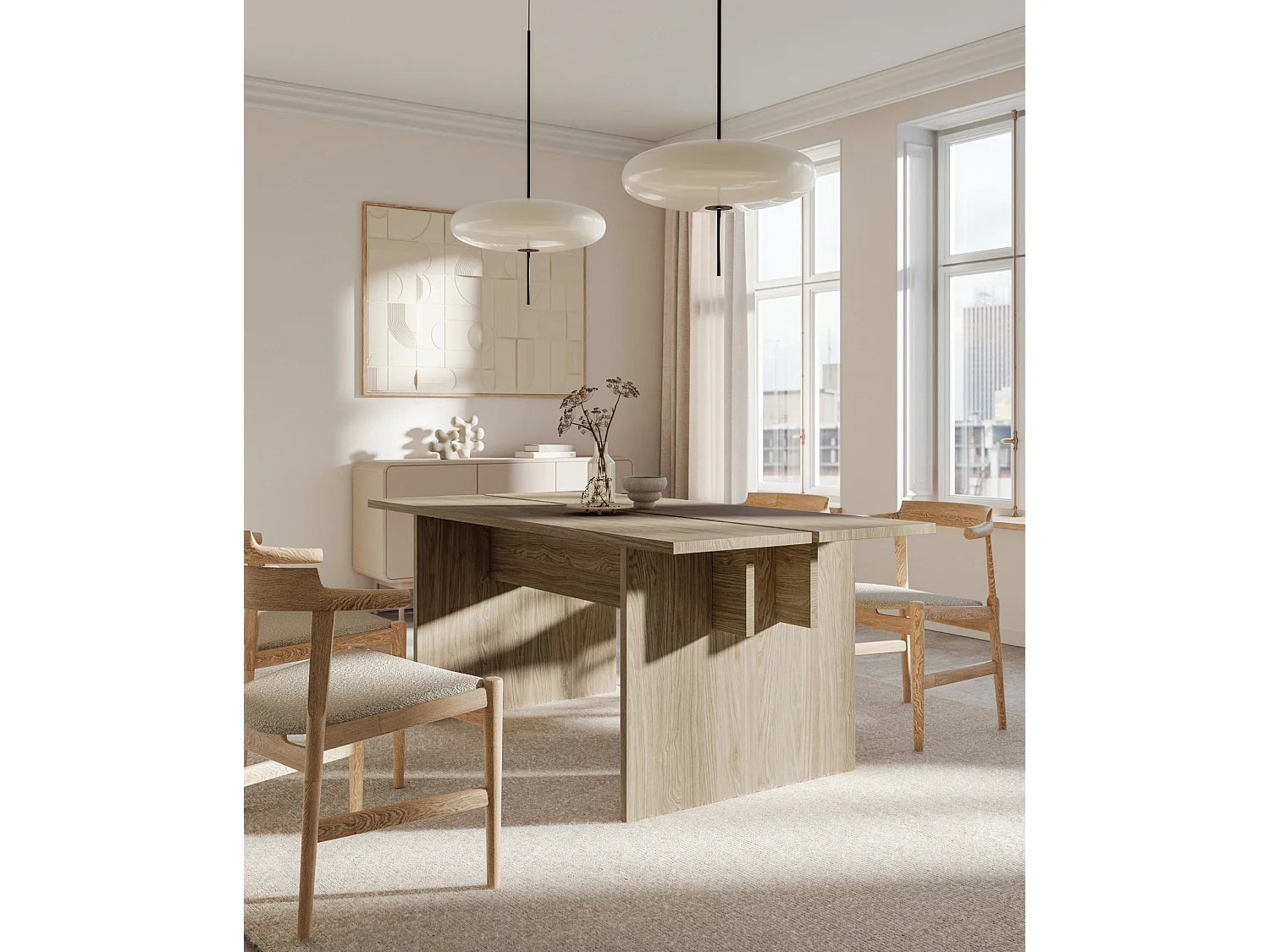 Table à manger - couleur de bois chêne huilé - 90x180 cm - DUELIO