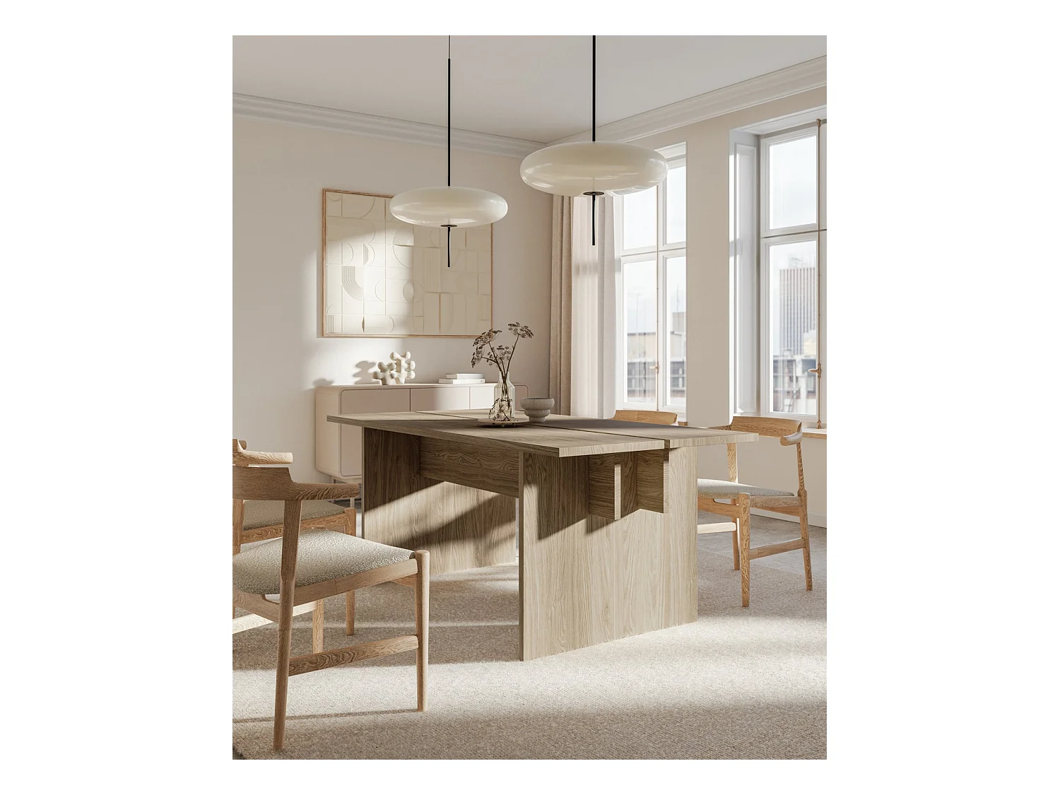 Esstisch mit geteilter Platte - Eichenhlzoptik - 90x180 cm - DUELIO