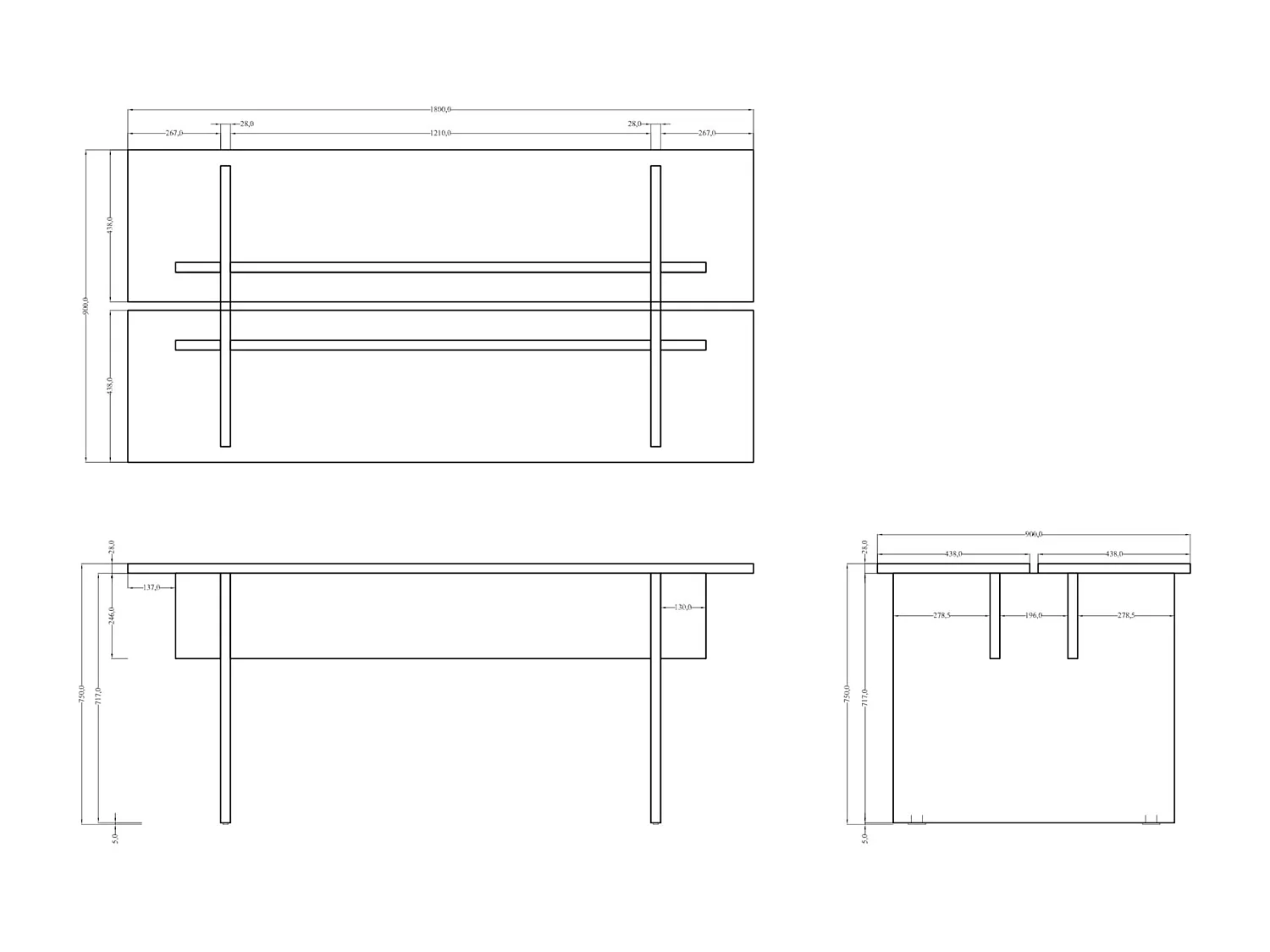 Esstisch mit geteilter Platte - Eichenhlzoptik - 90x180 cm - DUELIO
