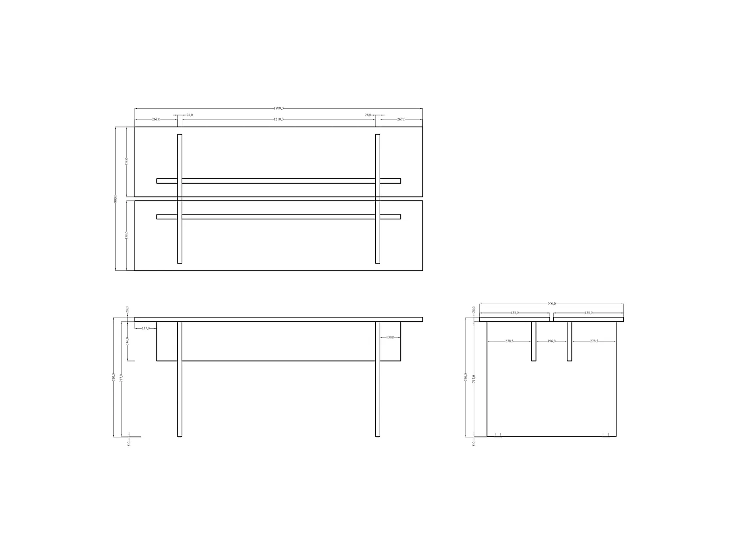 Eettafel - geolied eikenhoutkleur - 90x180 cm - DUELIO
