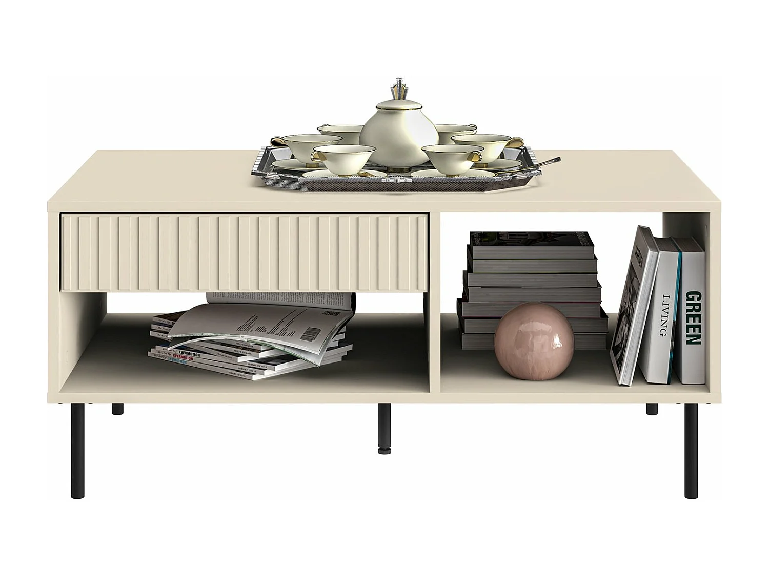 Salontafel met lade - 100 cm - beige - CALETTO