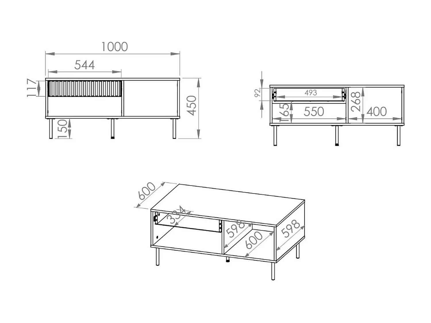 Salontafel met lade - 100 cm - beige - CALETTO