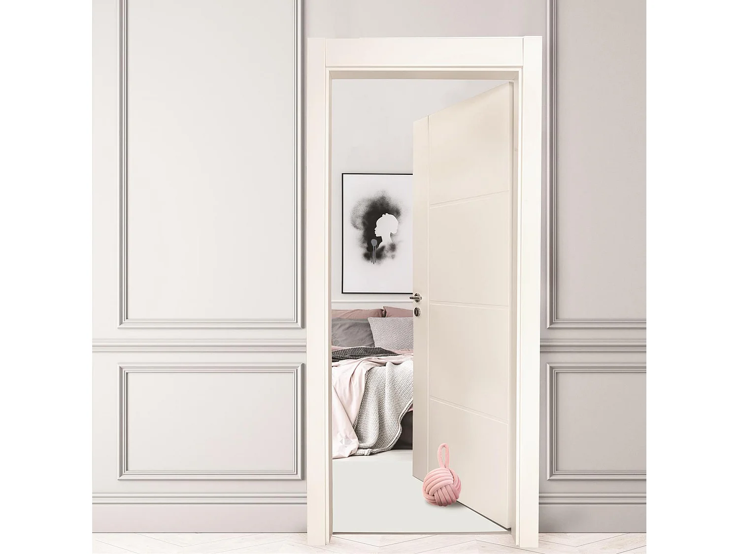 Stop porte en polyester aspect velours collection CLEMENCE gris