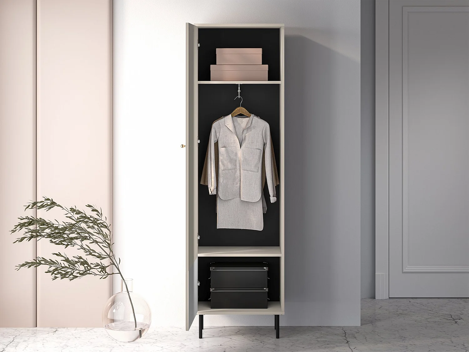 Armoire d'entrée - 55 cm - beige - CALETTO