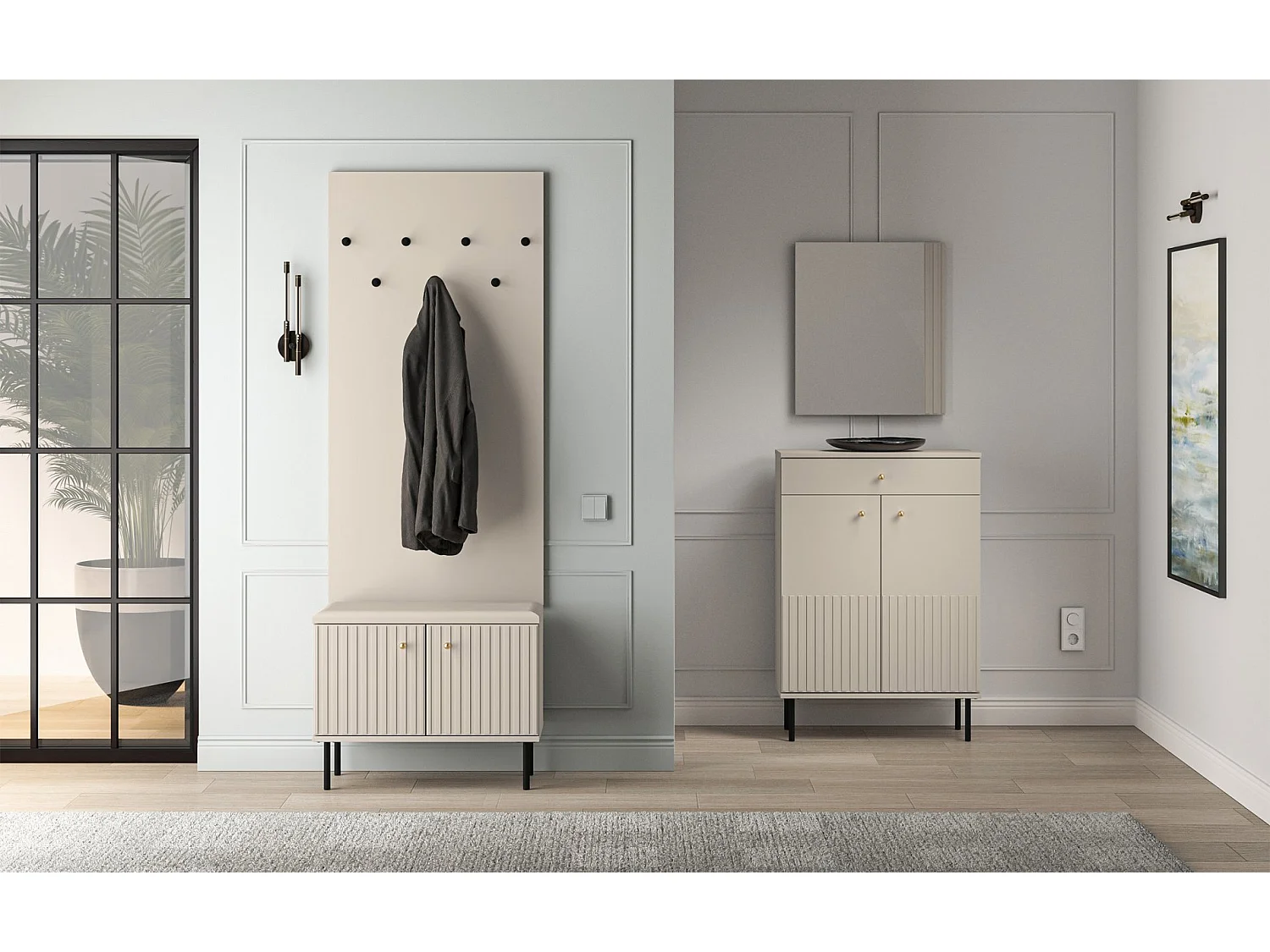 Porte-manteau mural - 68 cm - beige - CALETTO