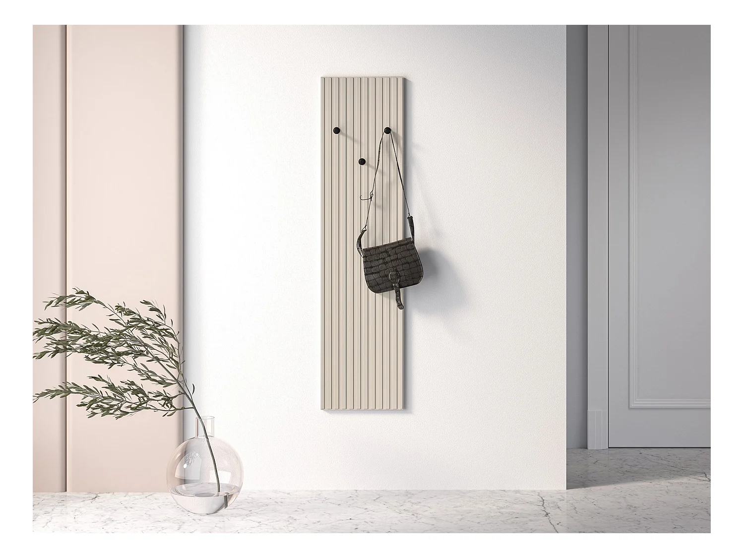 Porte-manteau mural avec lamelles - 34 cm - beige - CALETTO