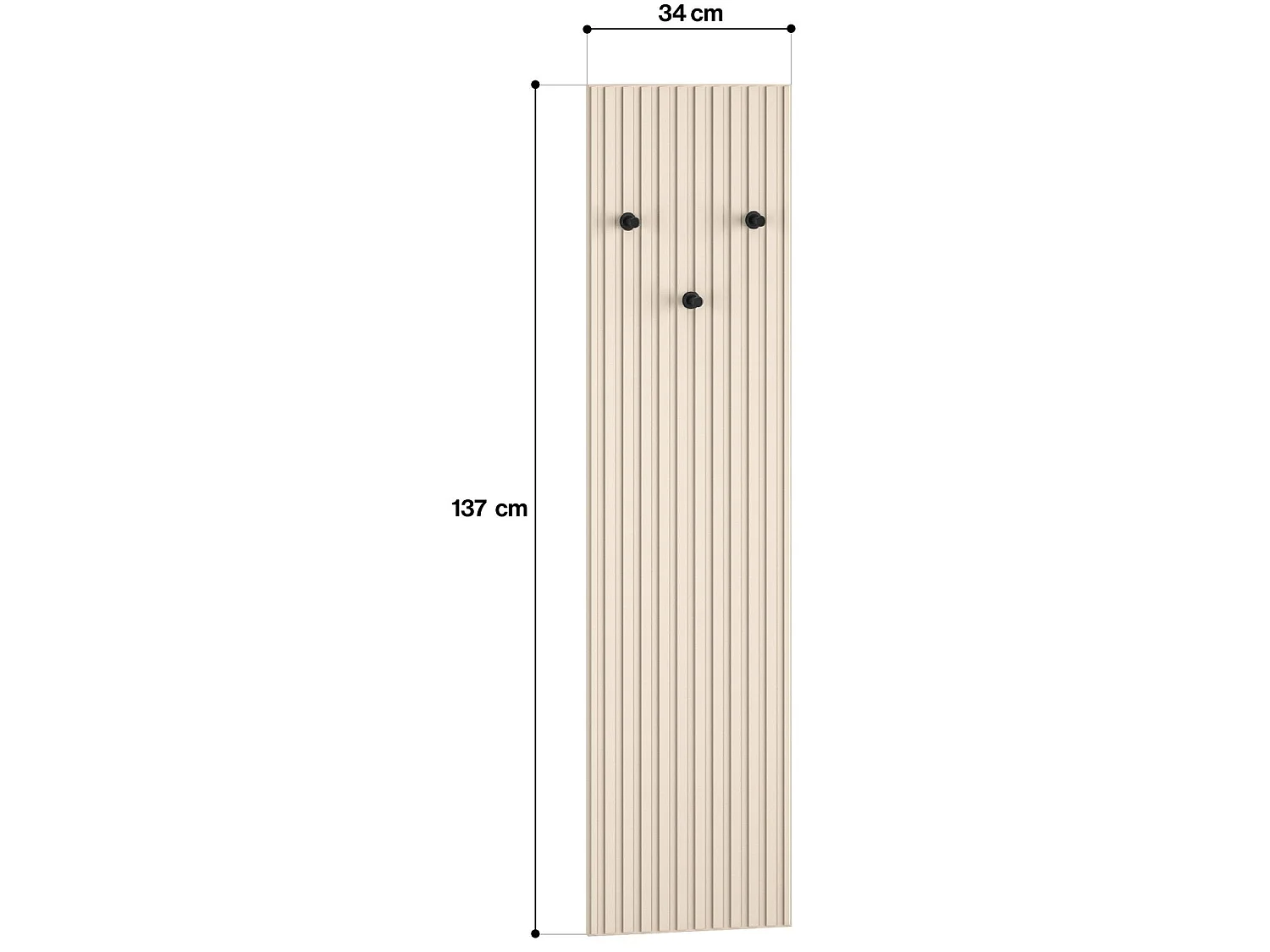 Porte-manteau mural avec lamelles - 34 cm - beige - CALETTO