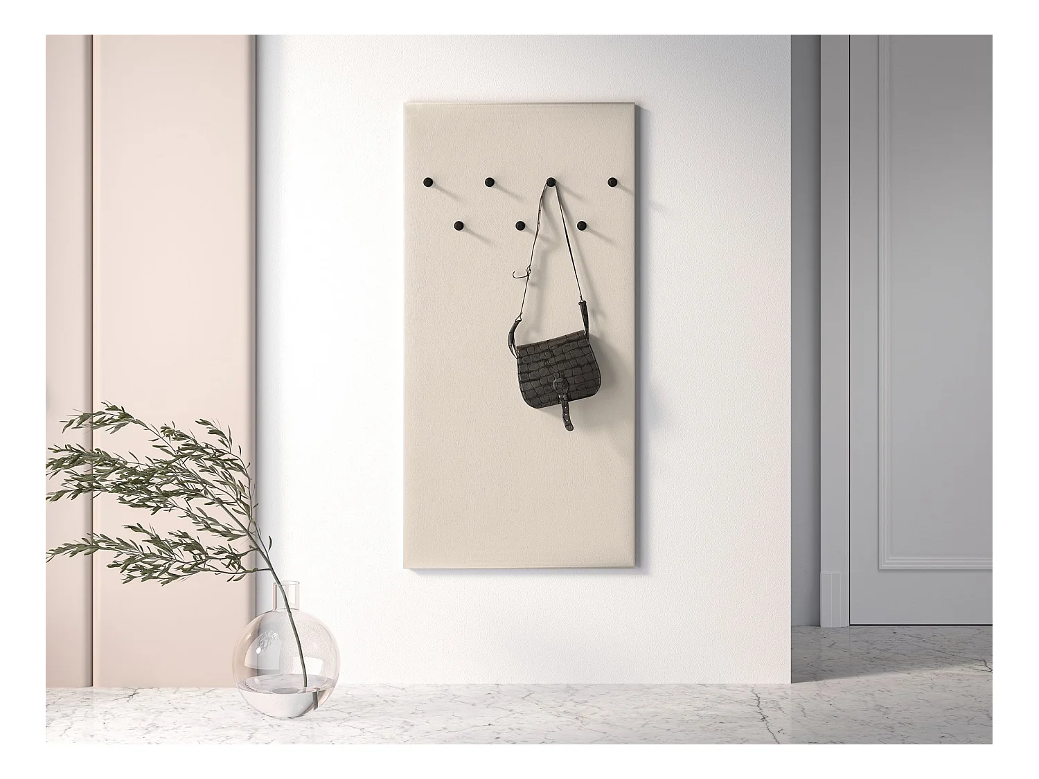 Porte-manteau mural rembourrée - 68 cm - beige - CALETTO