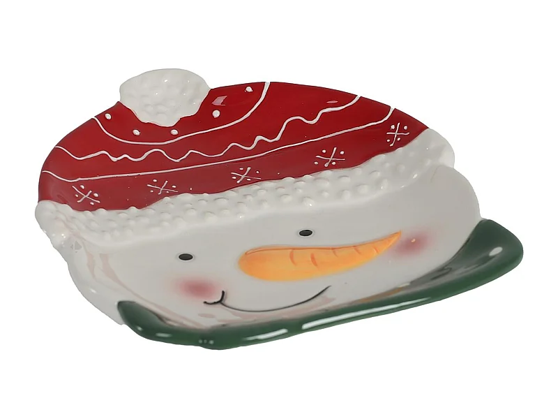 Plat en céramique collection CHRISTMAS TIME modèle bonhomme de neige