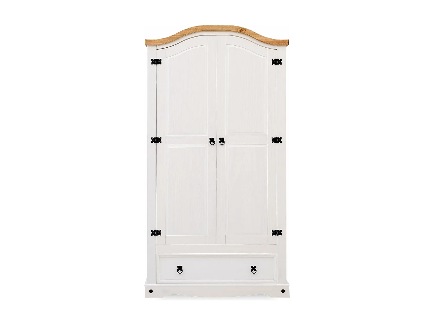 Armoire CAMPO 2 portes 1 tiroir pin massif blanc/naturel 100 x 190 x 51 cm - armoire pour vêtements avec tringle, style cottage