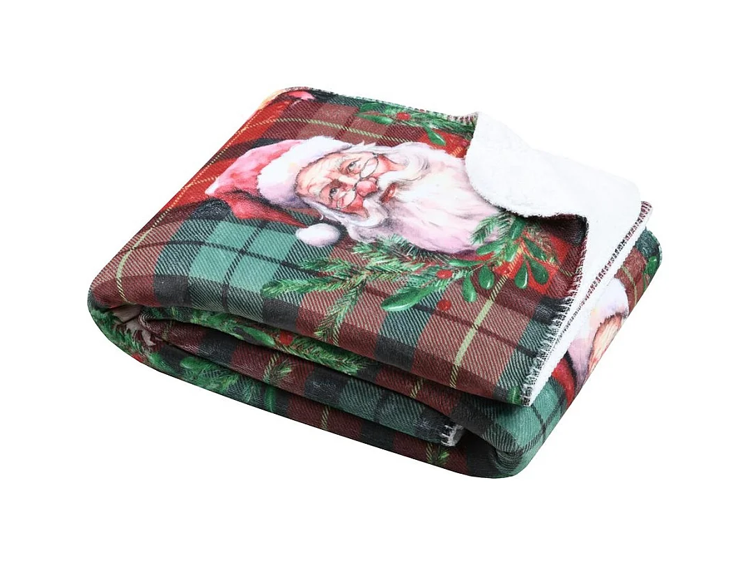Plaid a poils doux 130 x 160 cm Pere noel