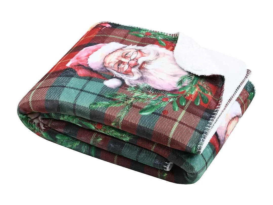 Plaid a poils doux 130 x 160 cm Pere noel