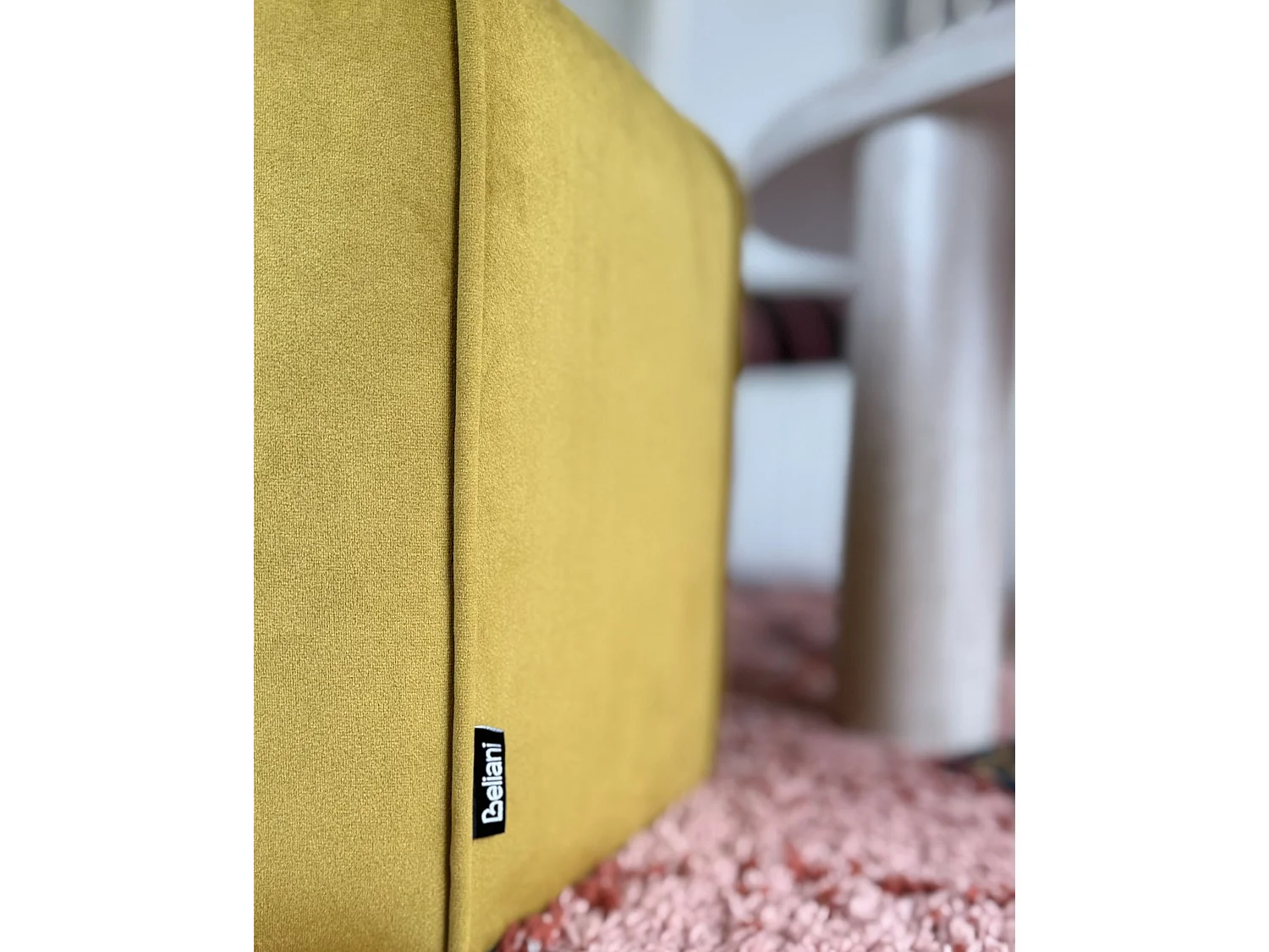 Pouf WISHEK Velluto Giallo 45 cm 45 cm 42 cm