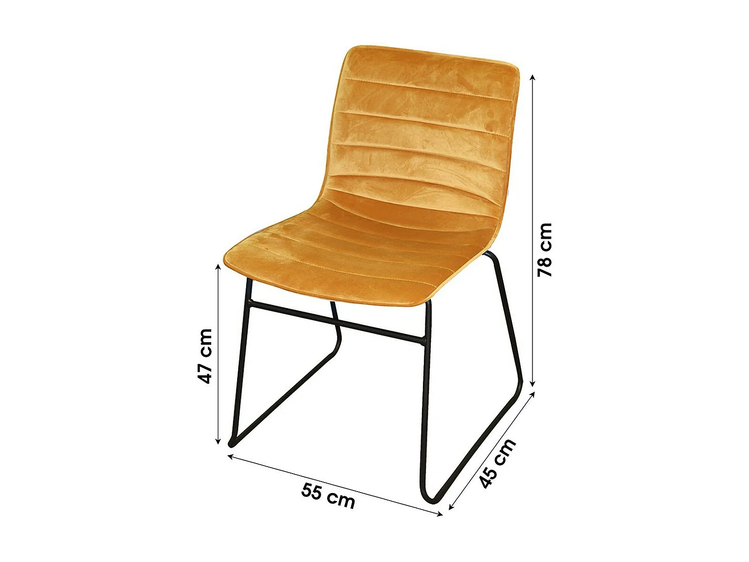 Set van 4 stoelen in geel ribfluweel, NETS collectie, industriële stijl