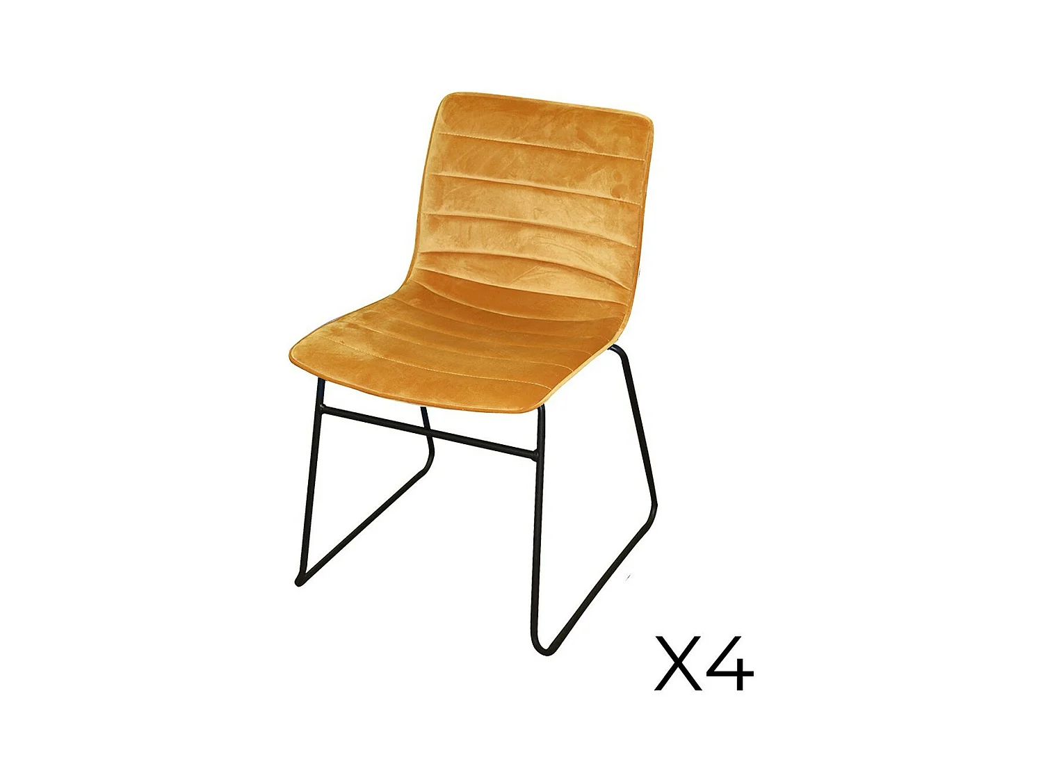 Lot de 4 chaises en velours côtelé jaune collection NETS style industriel