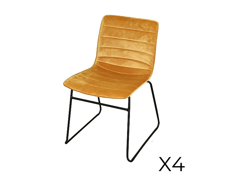 Lot de 4 chaises en velours côtelé jaune collection NETS style industriel