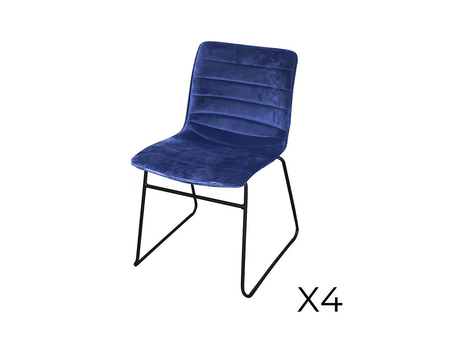 Lot de 4 chaises en velours côtelé bleu collection NETS style industriel