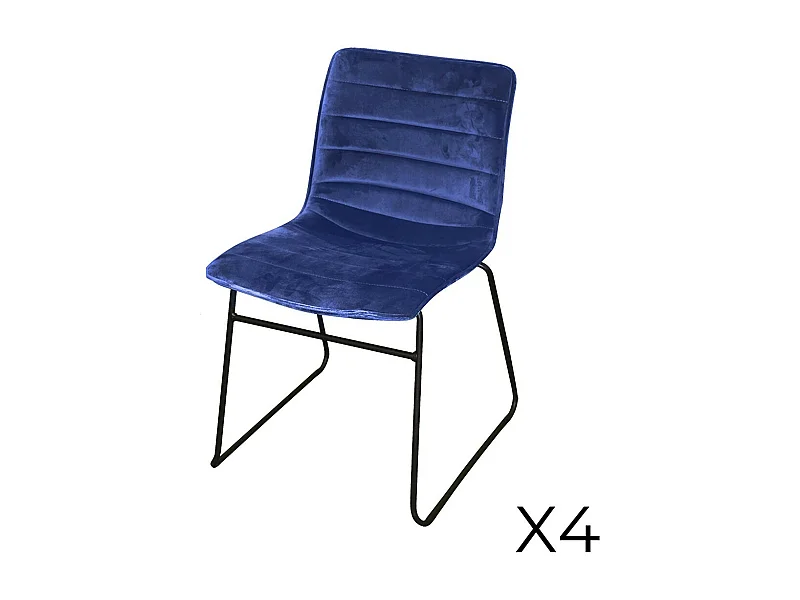 Set di 4 sedie in velluto a coste blu collezione NETS stile industriale