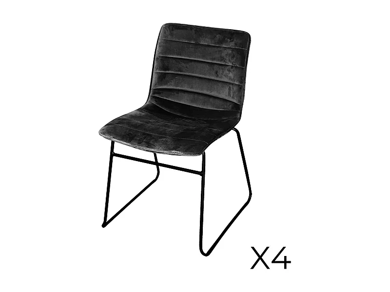 Set van 4 stoelen in zwart ribfluweel uit de NETS collectie in industriële stijl