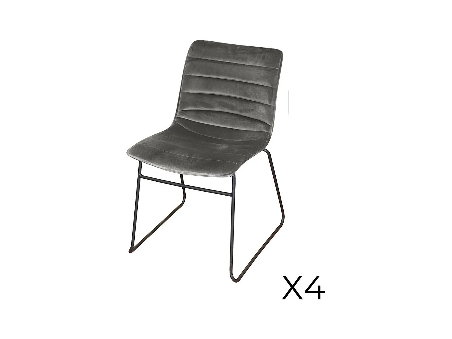 Lot de 4 chaises en velours côtelé gris collection NETS style industriel