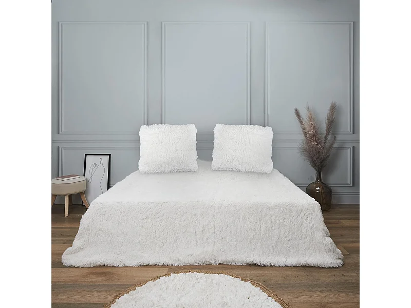 Parure de lit 240x220 cm 65x65 cm en polyester MARIE crème 3 pièces