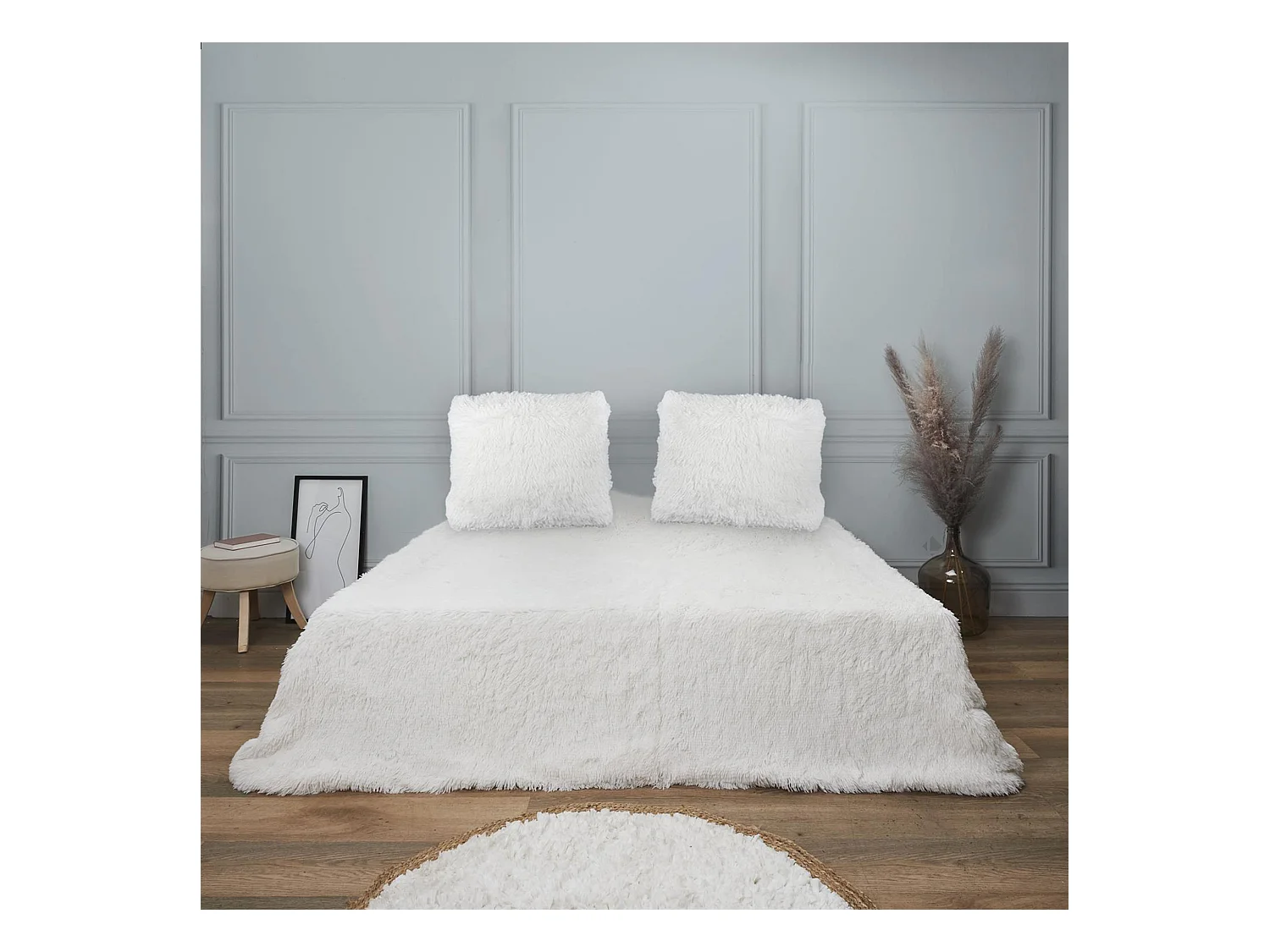 Parure de lit 240x220 cm 65x65 cm en polyester MARIE crème 3 pièces