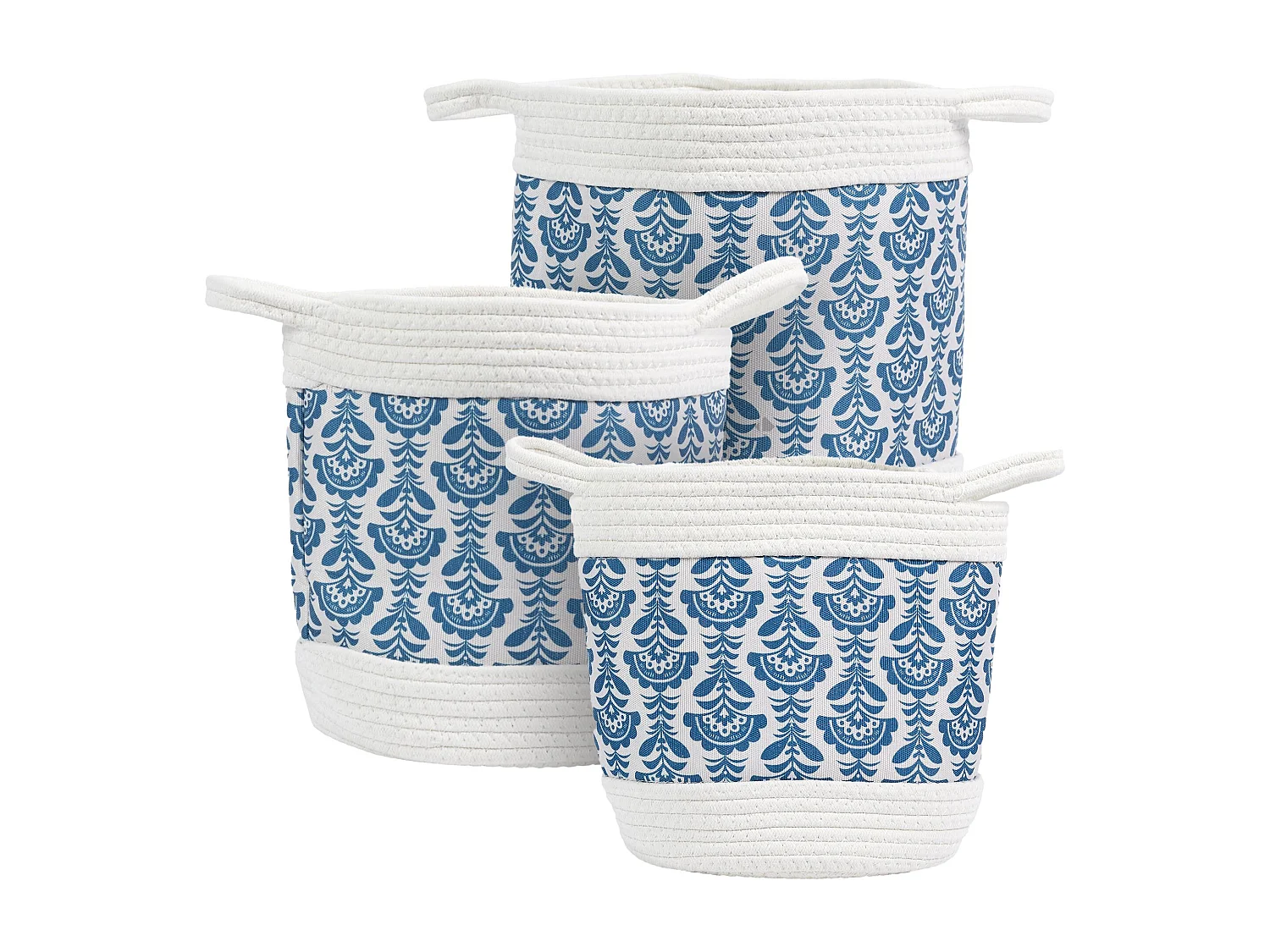 Lot de 3 paniers de rangement 30x31x30 cm collection JAIPURE bleu