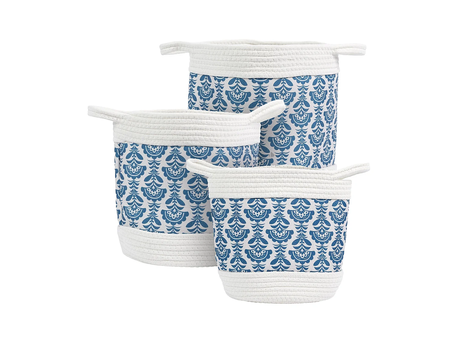 Lot de 3 paniers de rangement 30x31x30 cm collection JAIPURE bleu