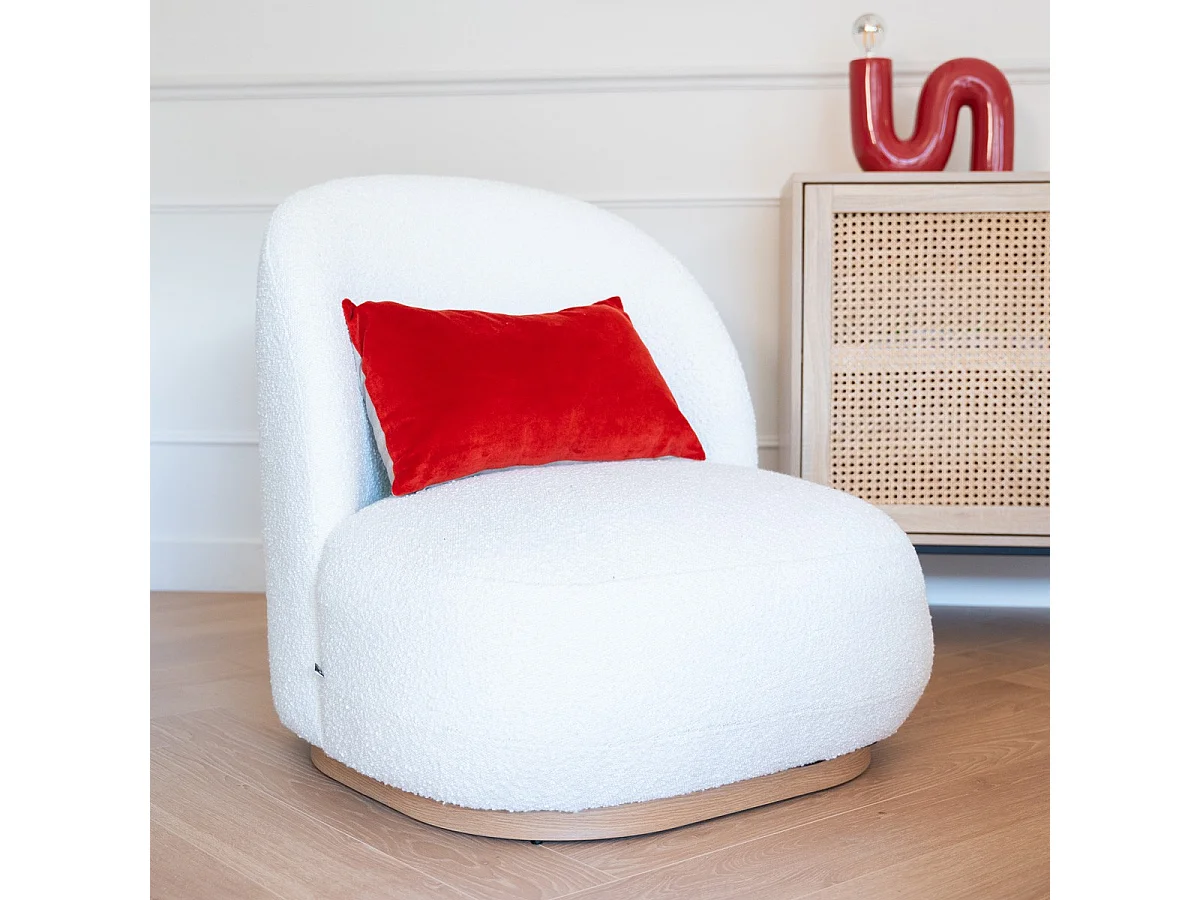 Fauteuil en tissu bouclette beige - Colette